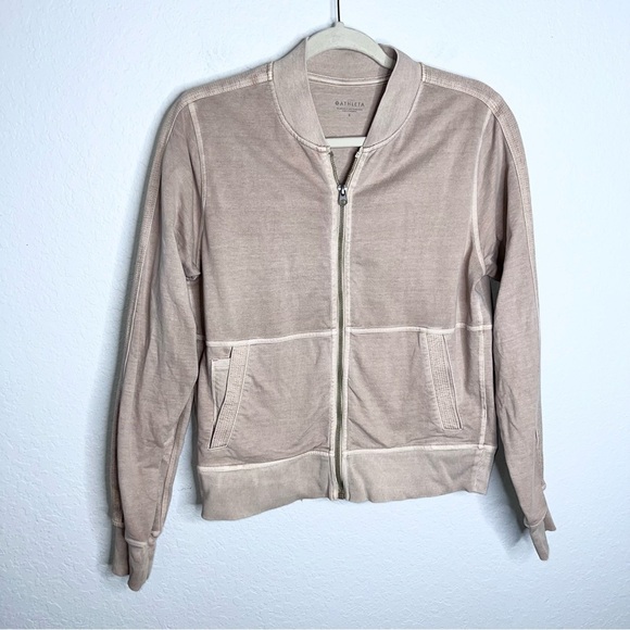Athleta Sweater Farallon Women Small Tan Zip Up Lightweight Jacket Mocha Latte T - Picture 3 of 9